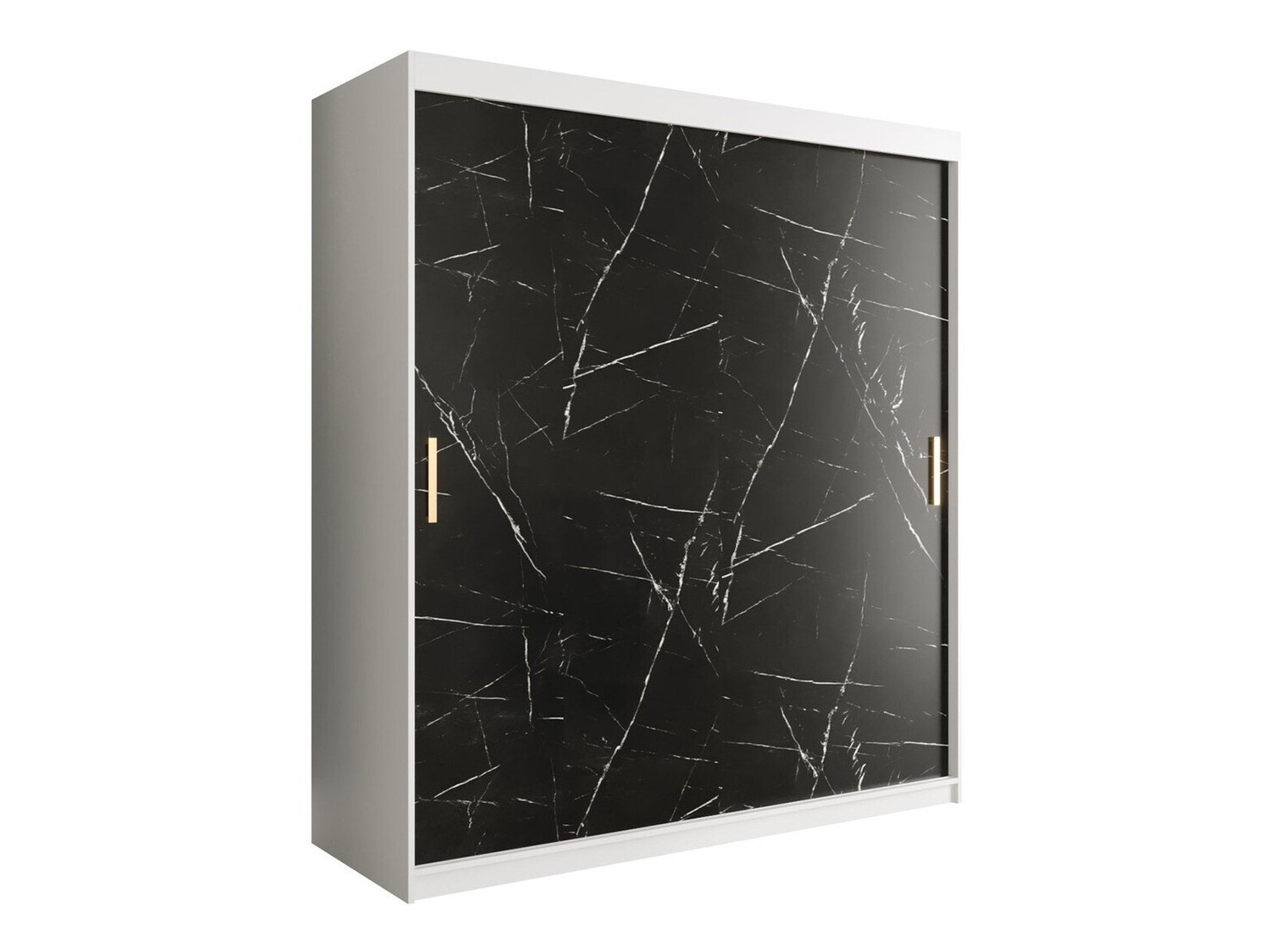 Kledingkast Hartford 249 (Mat wit + Zwart marmer)