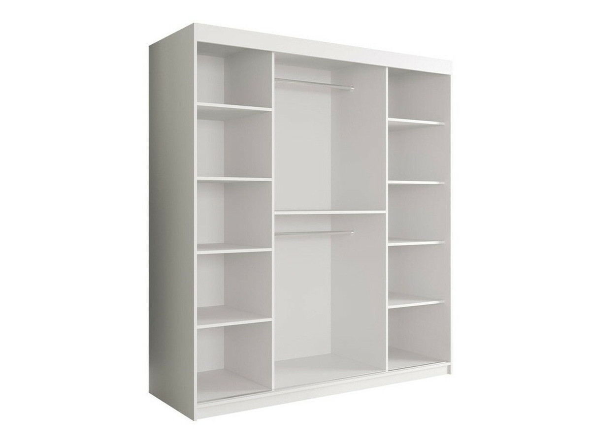 Kledingkast Hartford 249 (Mat wit + Zwart marmer)