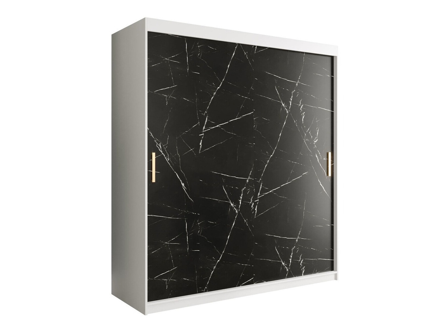 Kledingkast Hartford 249 (Mat wit + Zwart marmer)