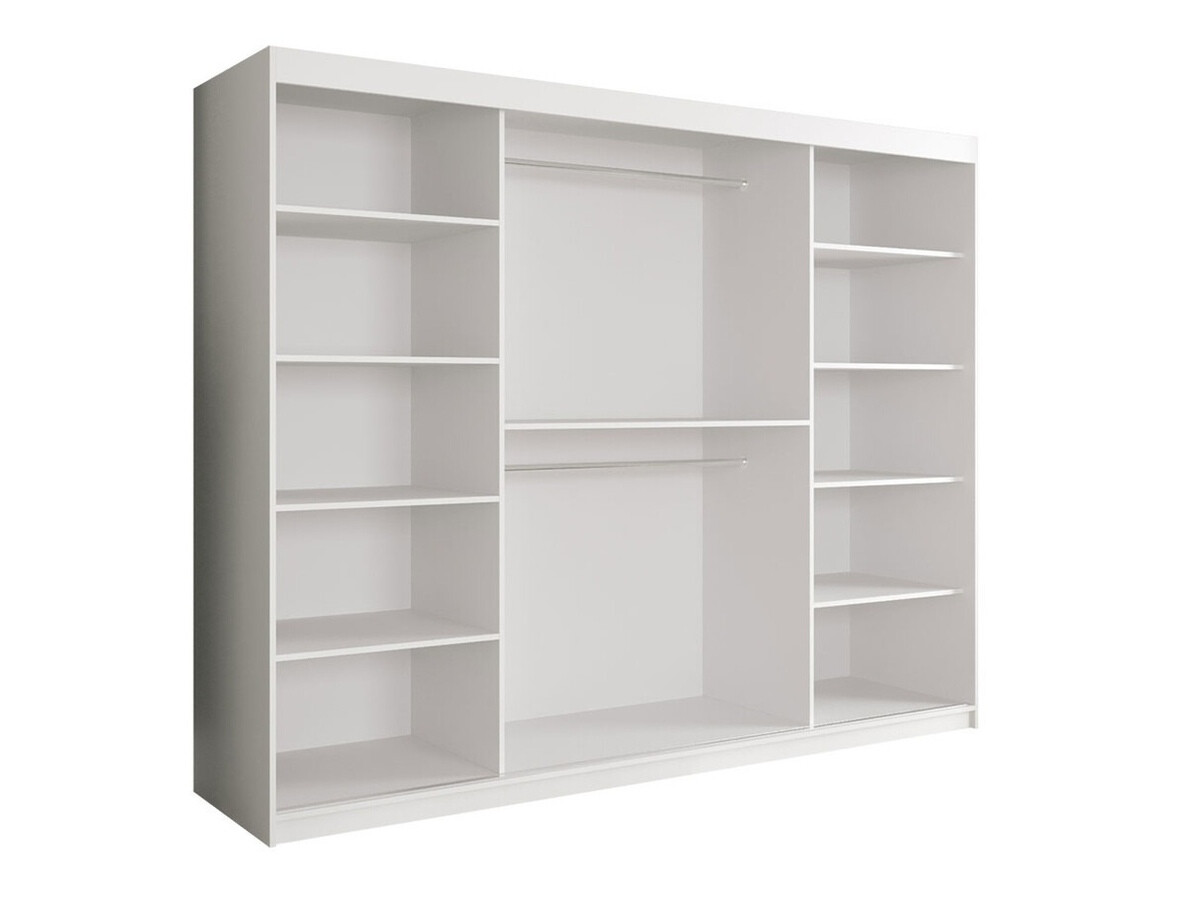 Kledingkast Hartford 263 (Mat wit + Zwart marmer)