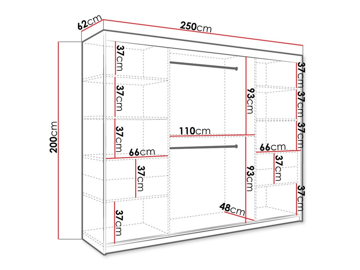 Kledingkast Hartford 263 (Matzwart + Wit marmer)