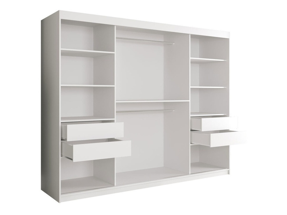 Kledingkast Hartford 263 (Matzwart + Zwart marmer)