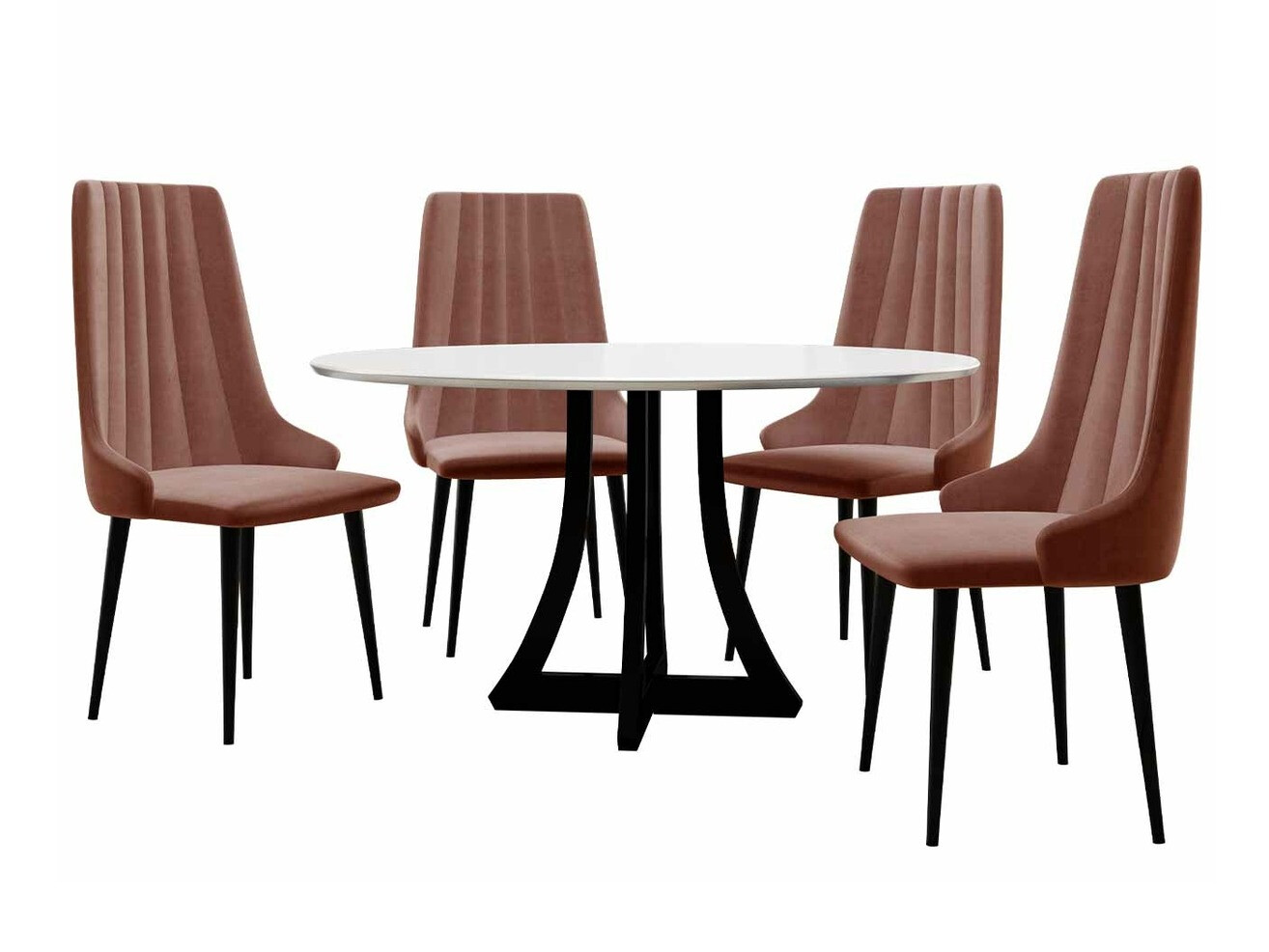 Eetkamerset Racine 135 (Glanzend zwart + Glanzend wit)