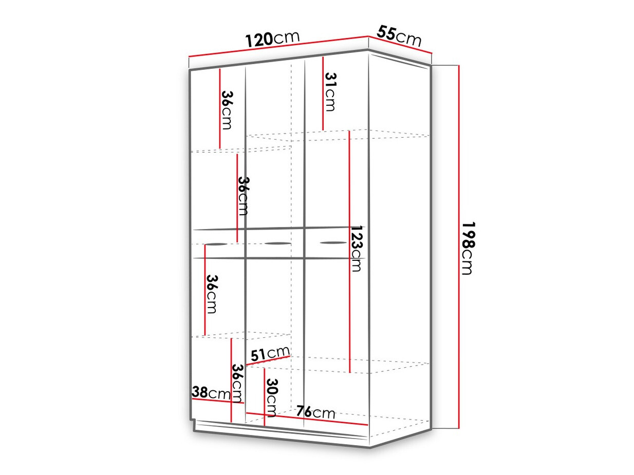 Kledingkast Campus (Wit + Glanzend wit)