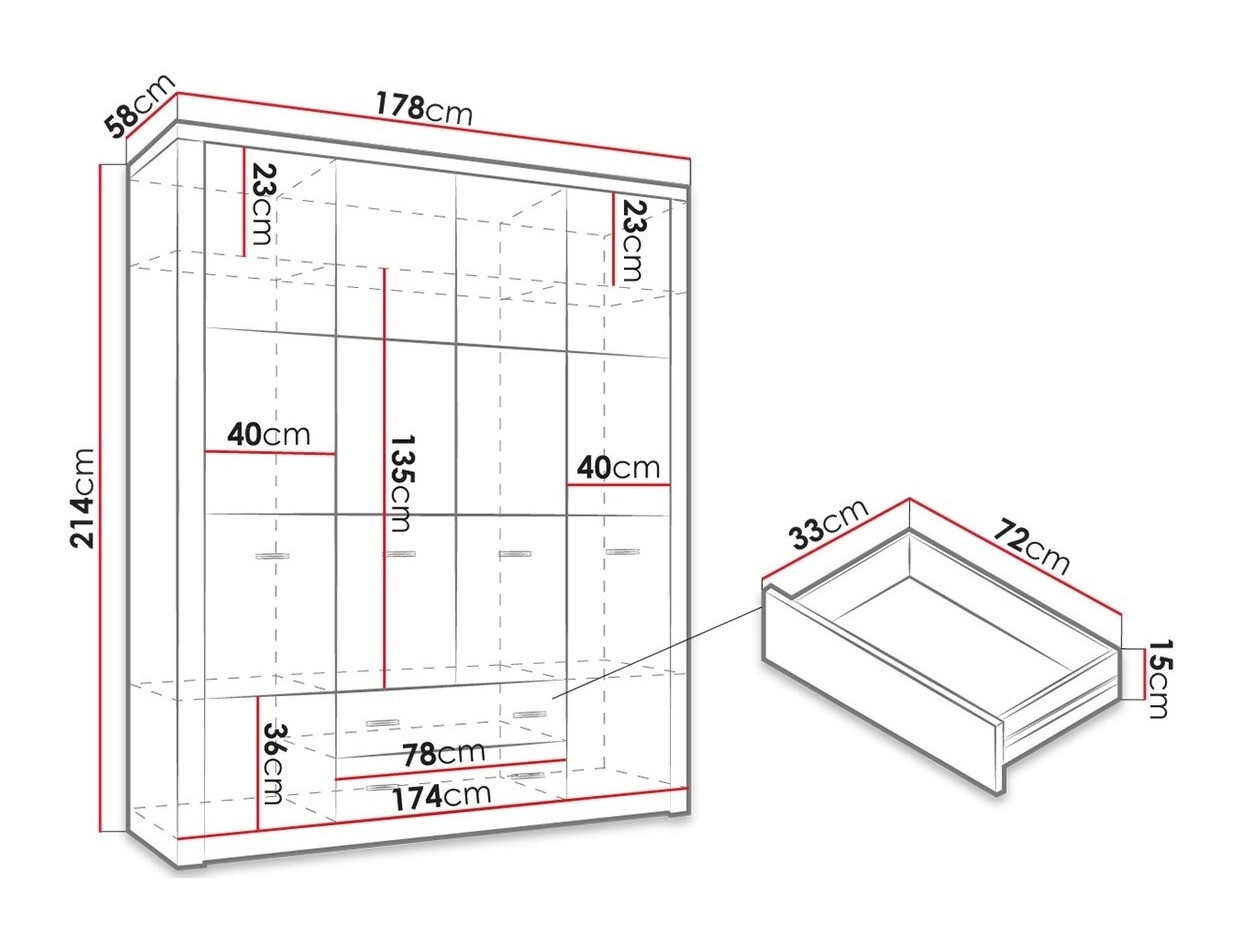 Kledingkast Serfeno 116 (Donker essen)