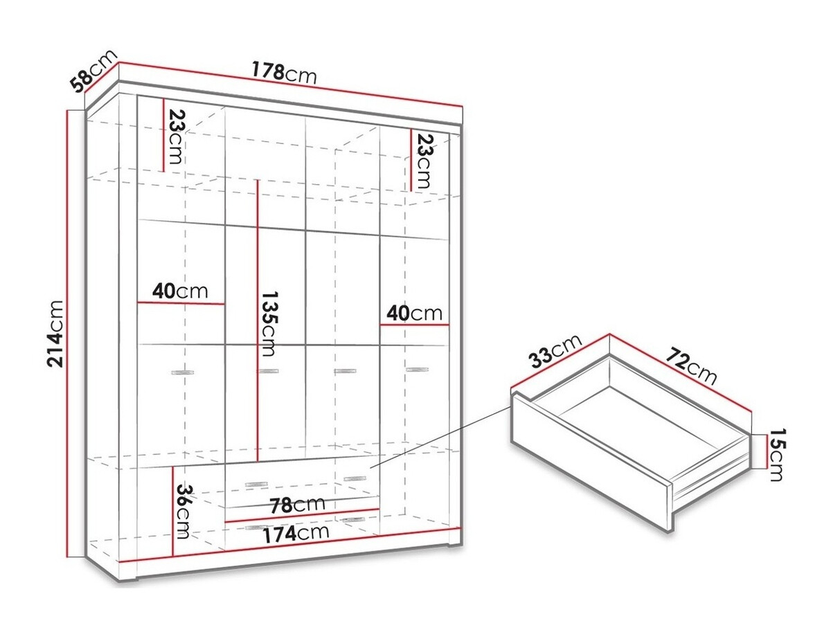 Kledingkast Serfeno 116 (Licht essenhout)