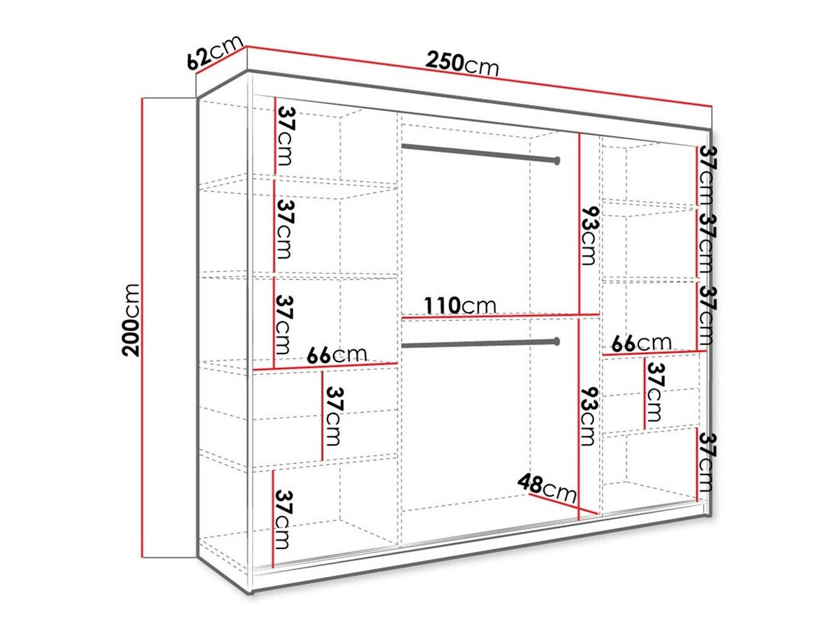 Kledingkast Hartford 245 (Mat wit + Wit marmer)