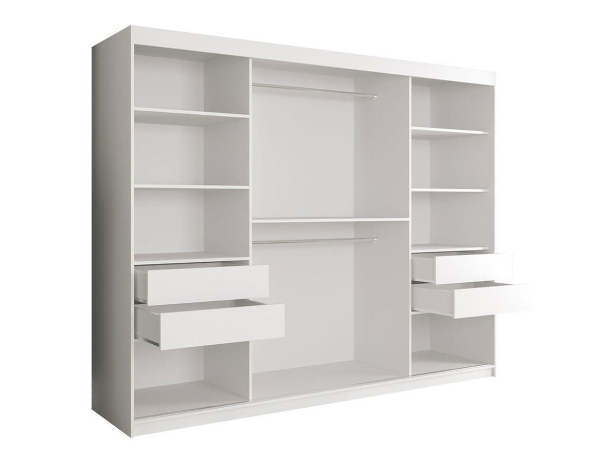 Kledingkast Hartford 245 (Mat wit + Wit marmer)