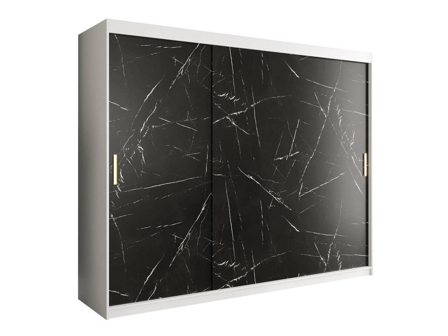 Kledingkast Hartford 251 (Mat wit + Zwart marmer)