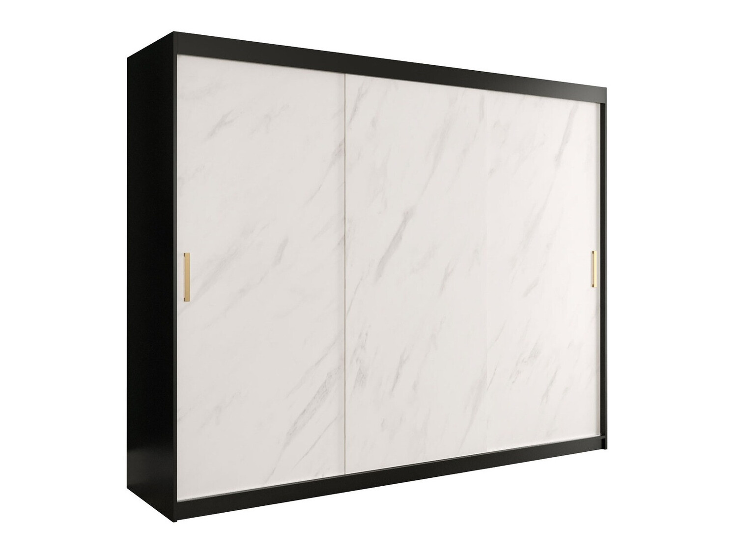 Kledingkast Hartford 251 (Matzwart + Wit marmer)