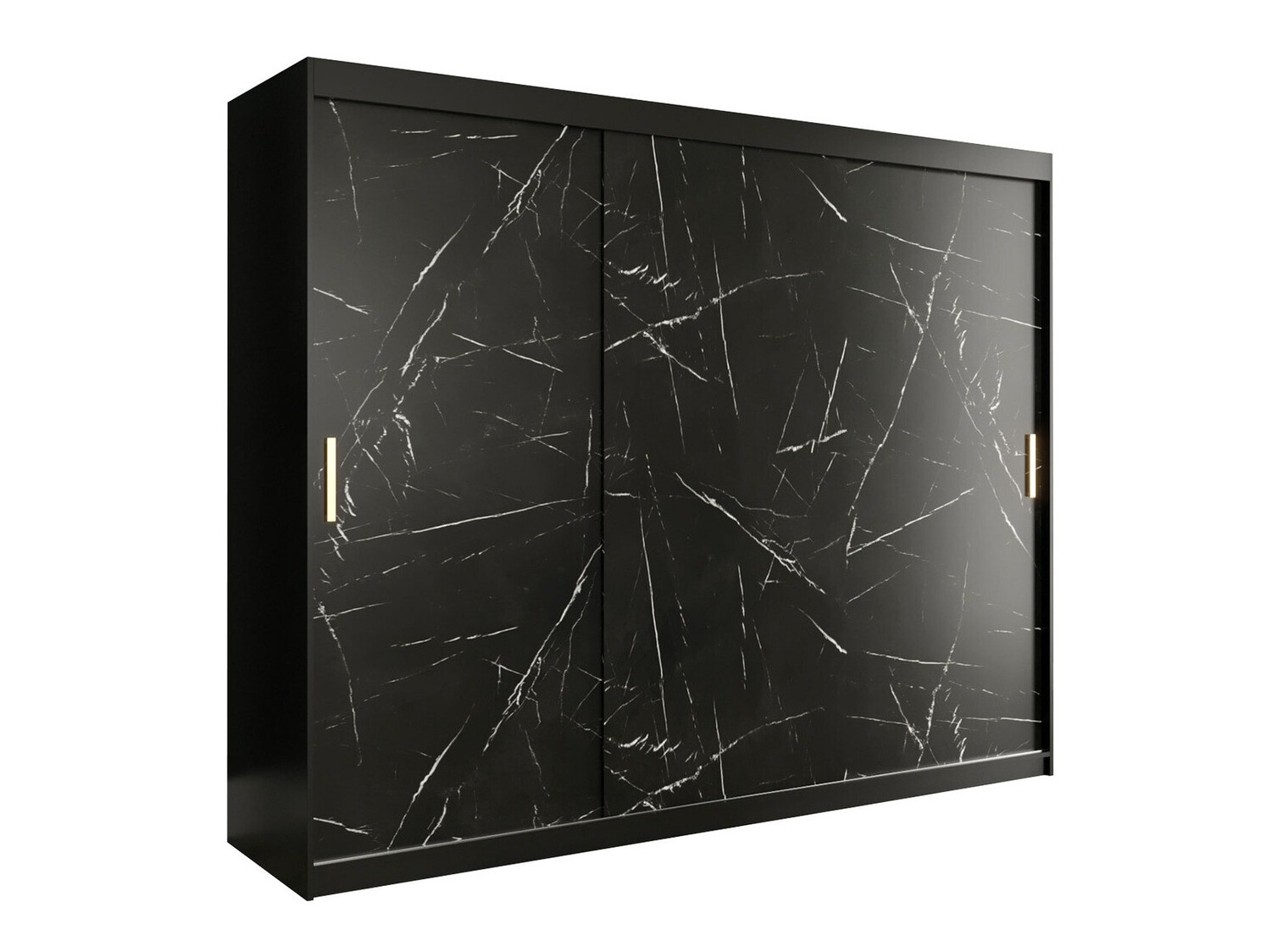 Kledingkast Hartford 251 (Matzwart + Zwart marmer)