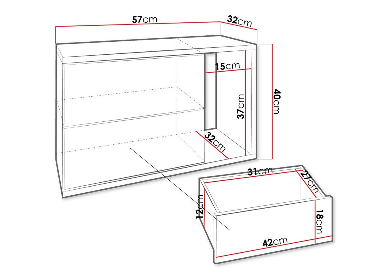 Nachtkastje Hederos (Wit + Glanzend wit)