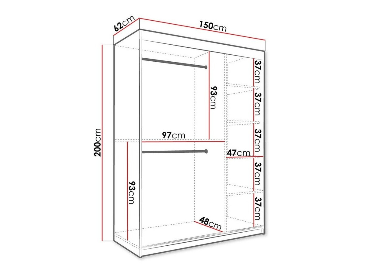 Kledingkast Hartford 260 (Mat wit + Wit marmer)