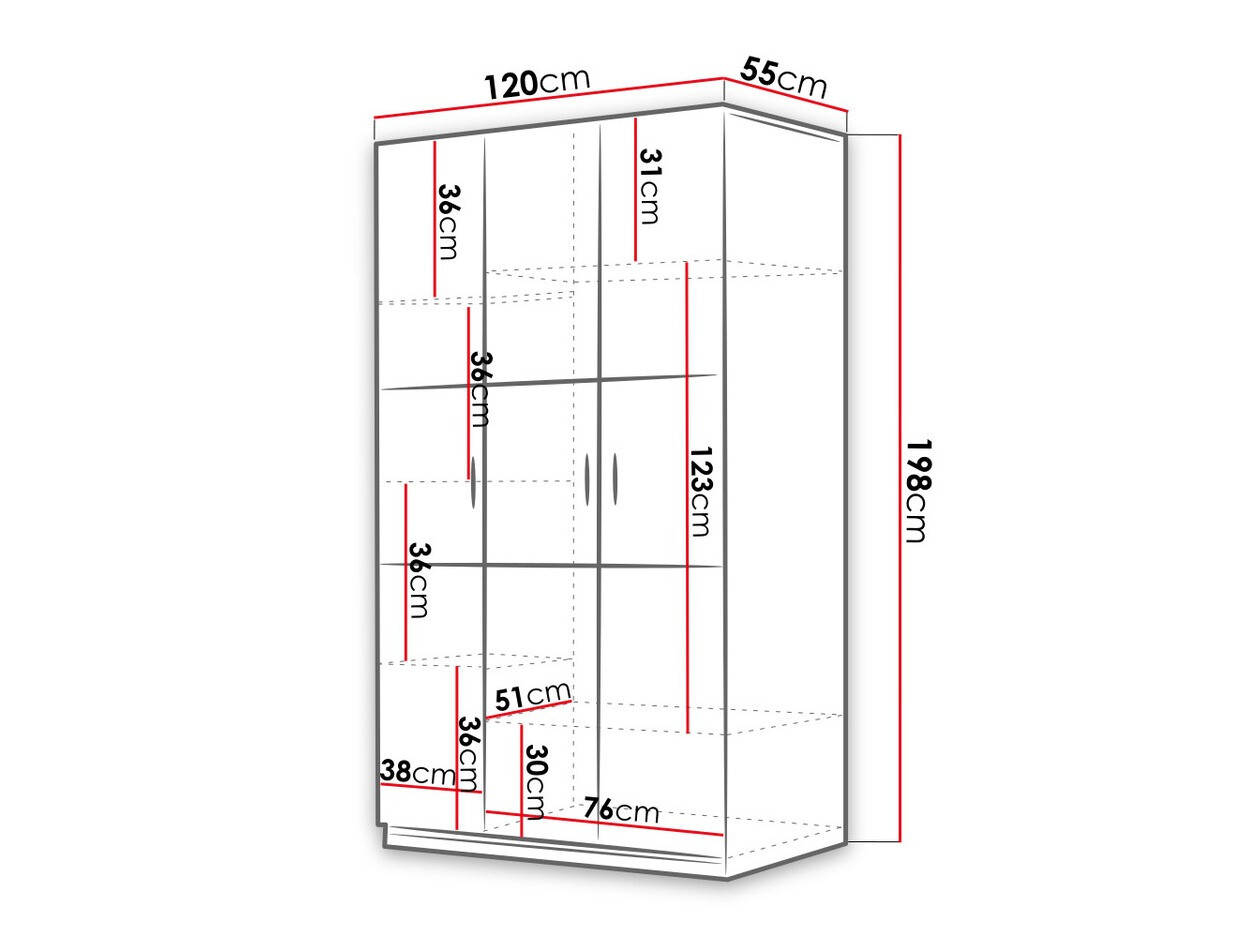 Kledingkast Salmere 108 (Wit + Glanzend wit)