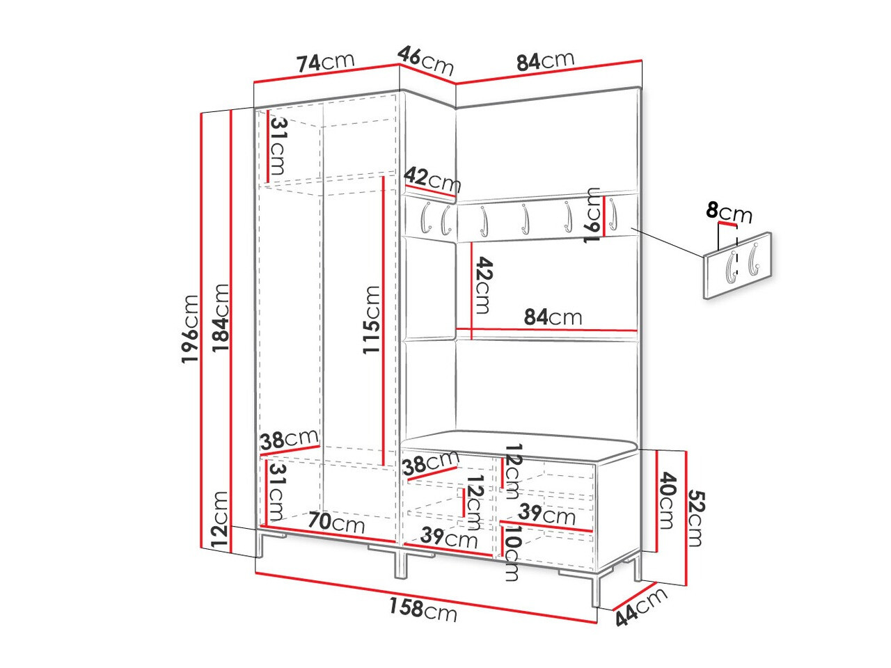 Gangmeubelset Tivsoa 100 (Wit)