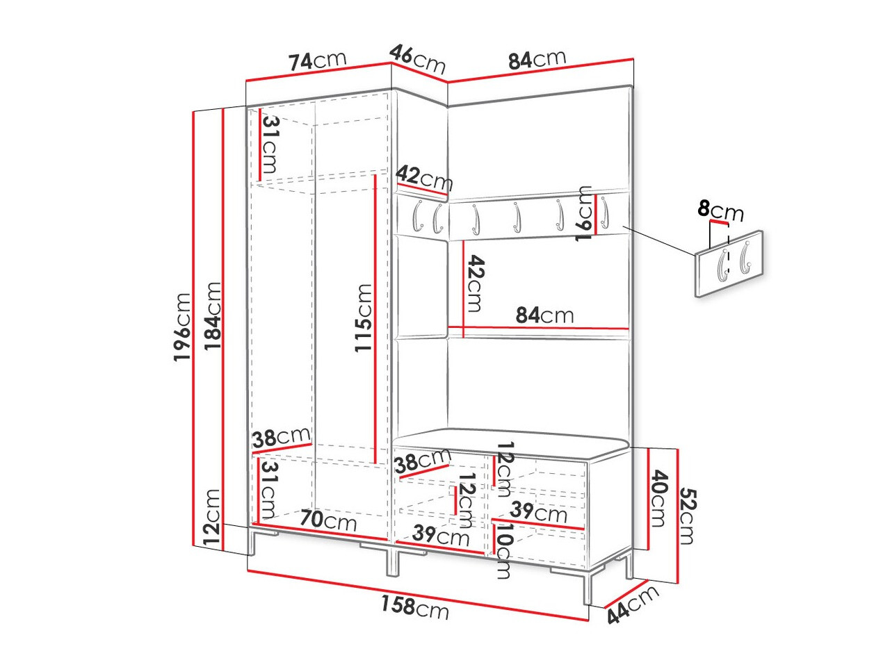 Gangmeubelset Tivsoa 100 (Zwart)
