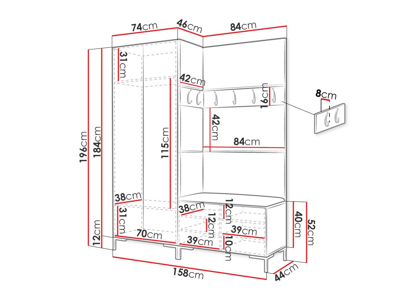Gangmeubelset Tivsoa 100 (Zwart)