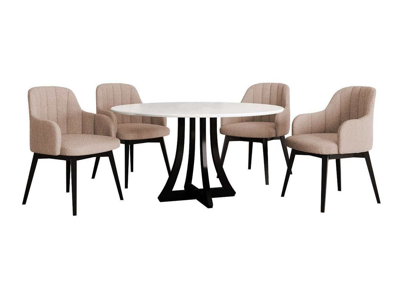 Eetkamerset Racine 128 (Glanzend wit + Glanzend zwart)