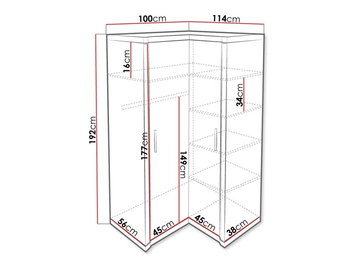 Hoekkledingkast Lorelie 119 (Truffel eiken)