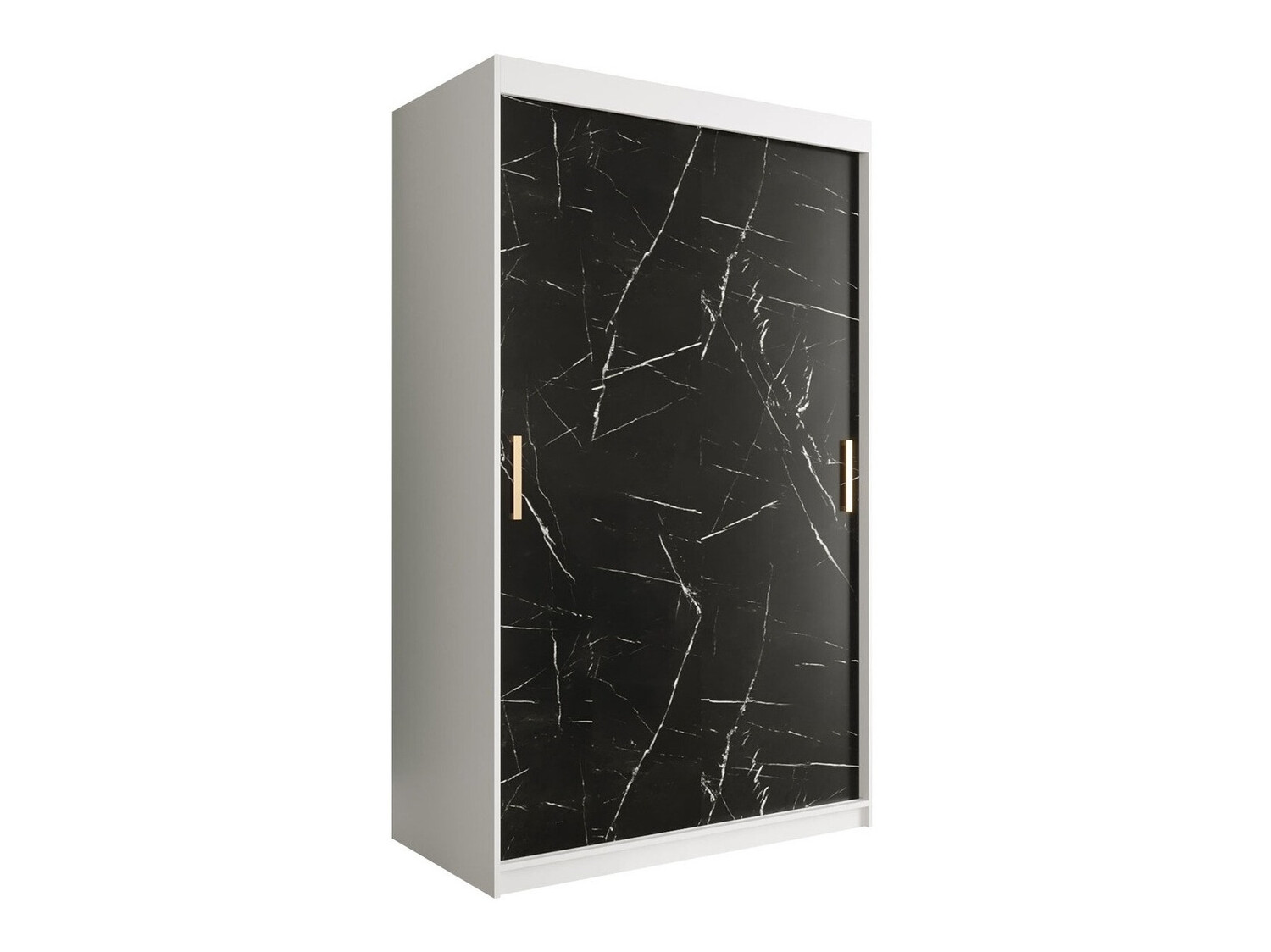 Kledingkast Hartford 247 (Mat wit + Zwart marmer)