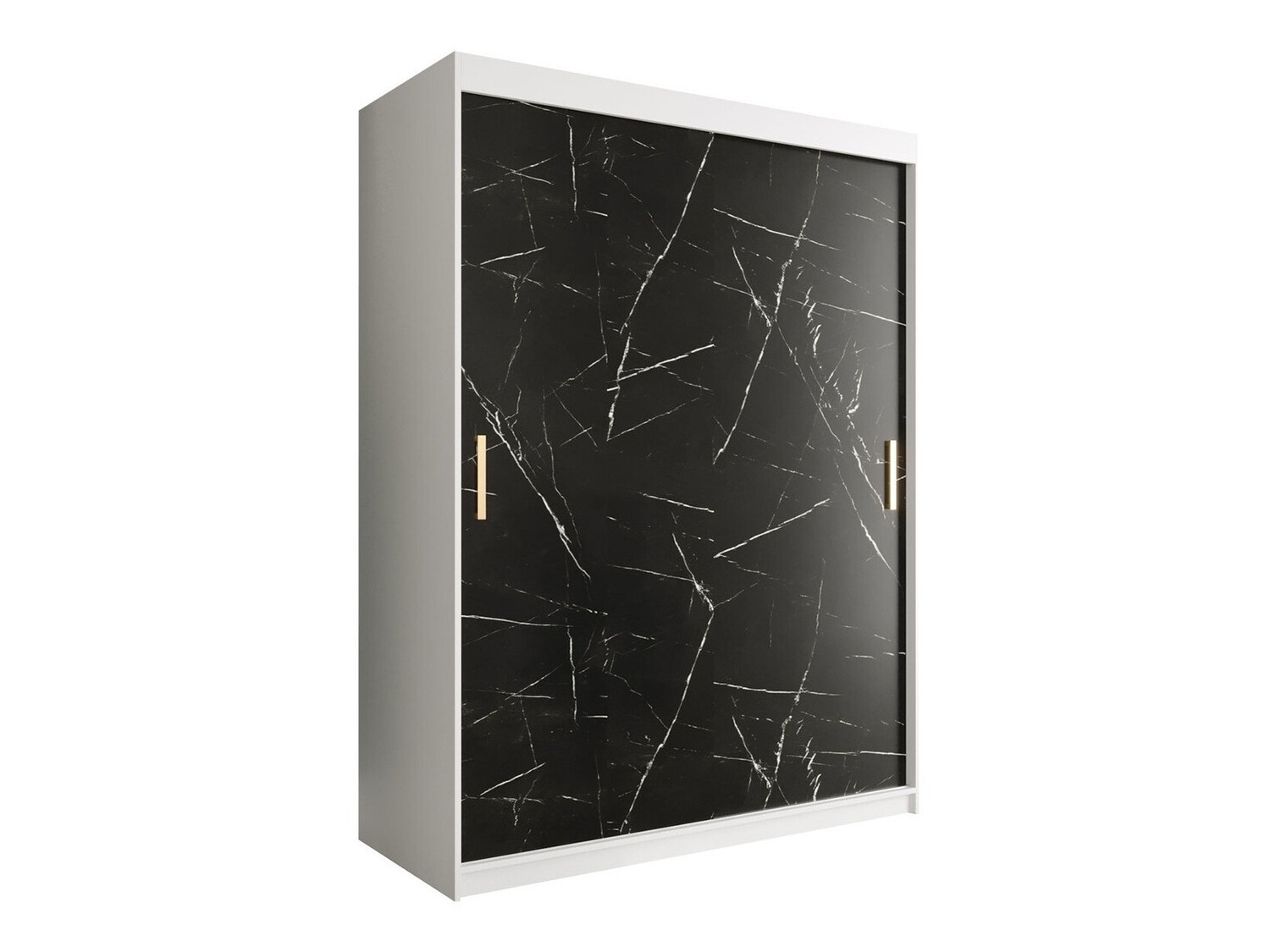 Kledingkast Hartford 248 (Mat wit + Zwart marmer)