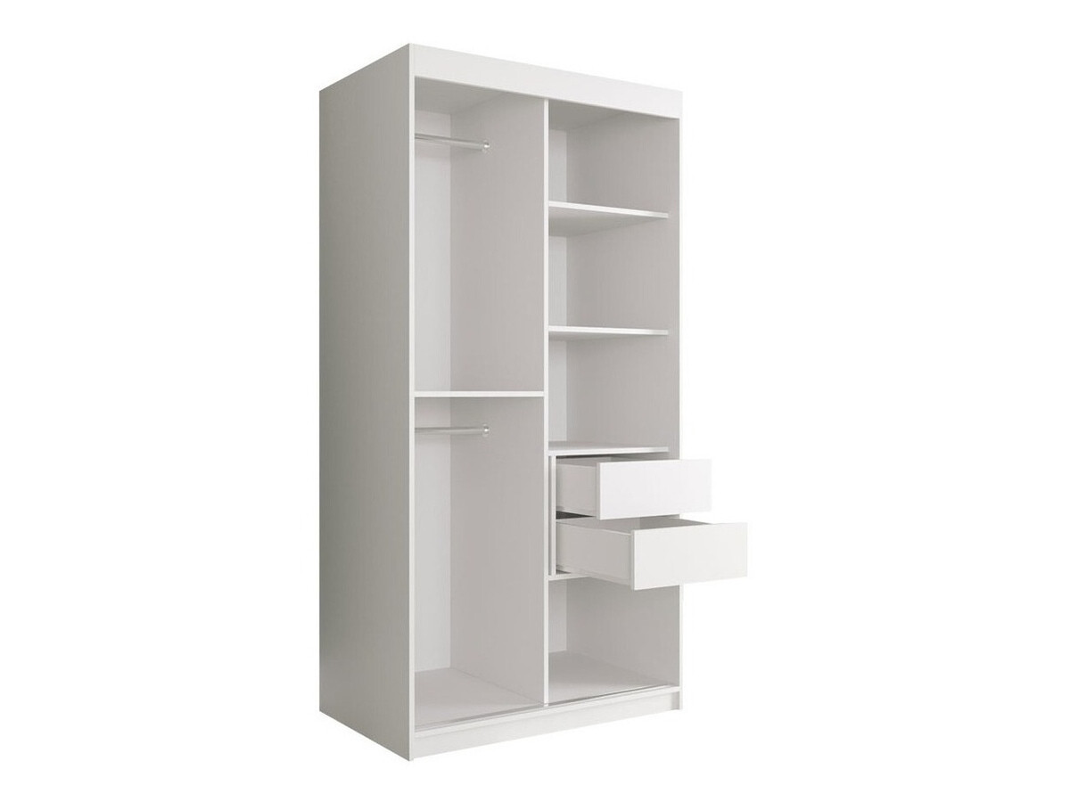 Kledingkast Hartford 252 (Mat wit + Wit marmer)