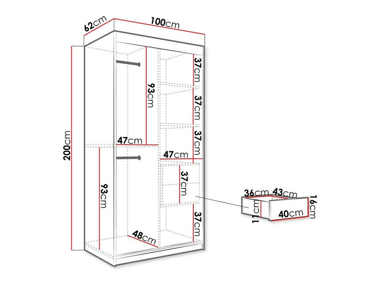 Kledingkast Hartford 252 (Mat wit + Wit marmer)