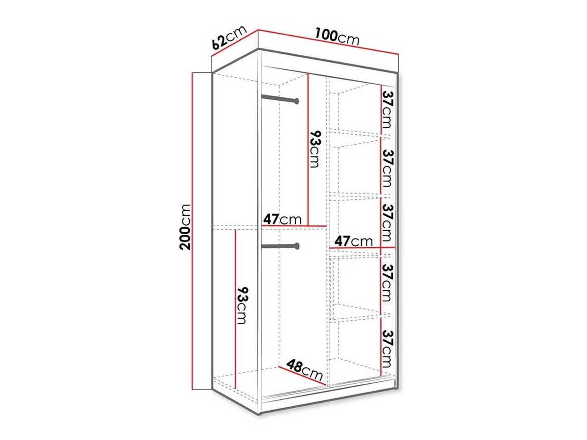 Kledingkast Hartford 252 (Mat wit + Zwart marmer)