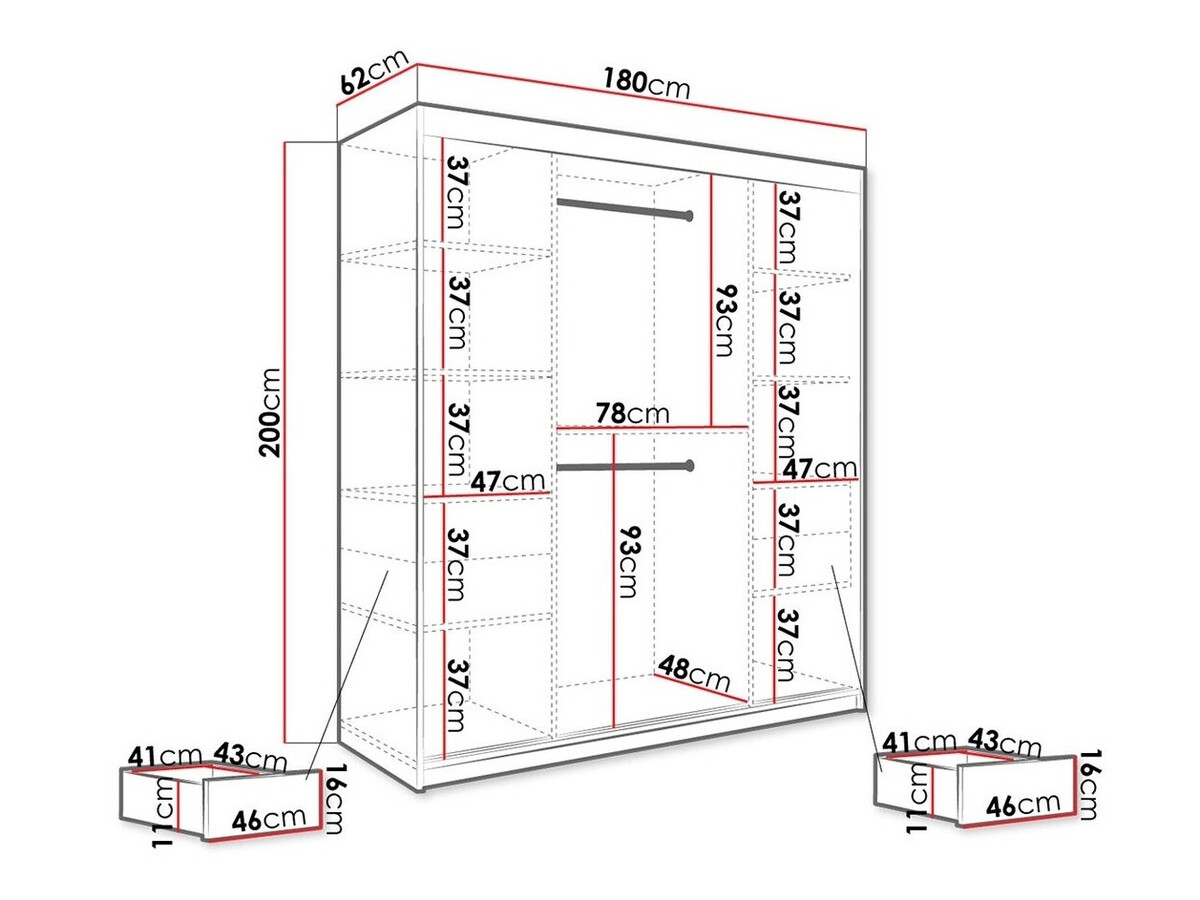 Kledingkast Hartford 255 (Mat wit + Wit marmer)