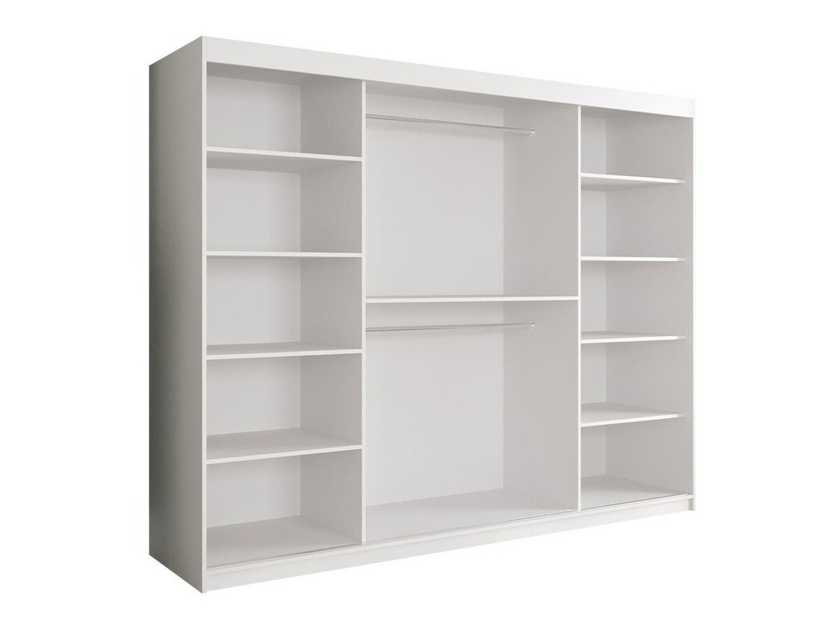 Kledingkast Hartford 257 (Mat wit + Zwart marmer)