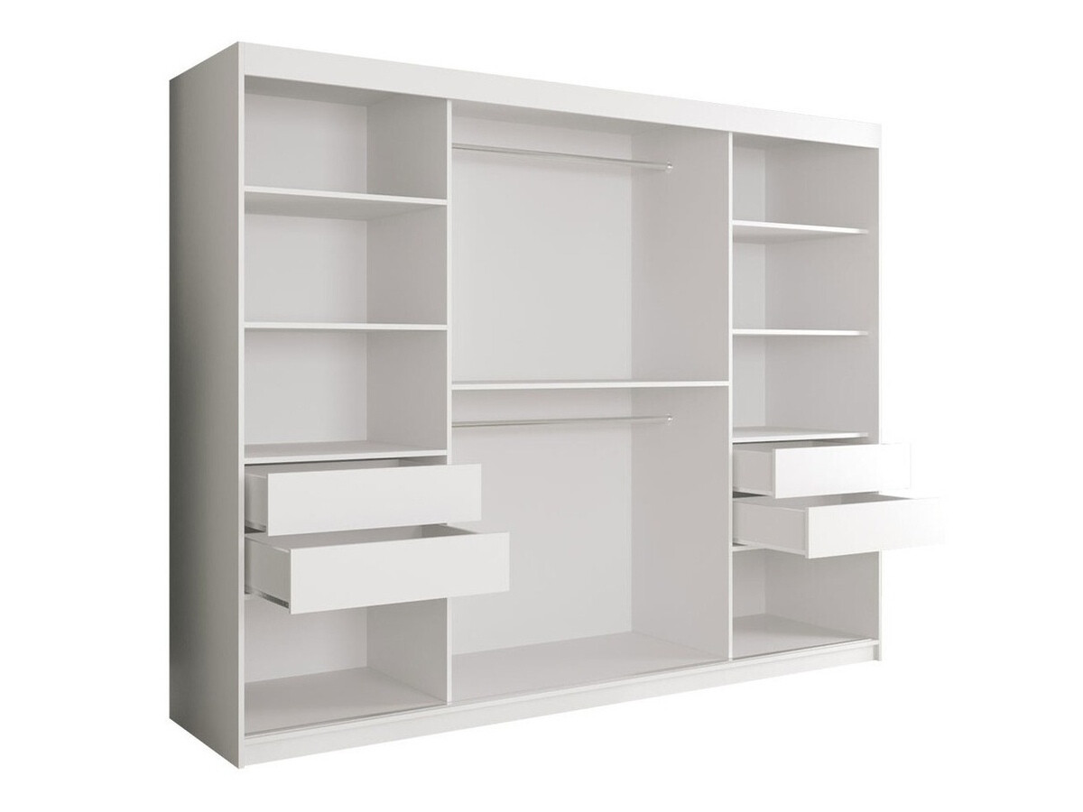 Kledingkast Hartford 257 (Mat wit + Zwart marmer)