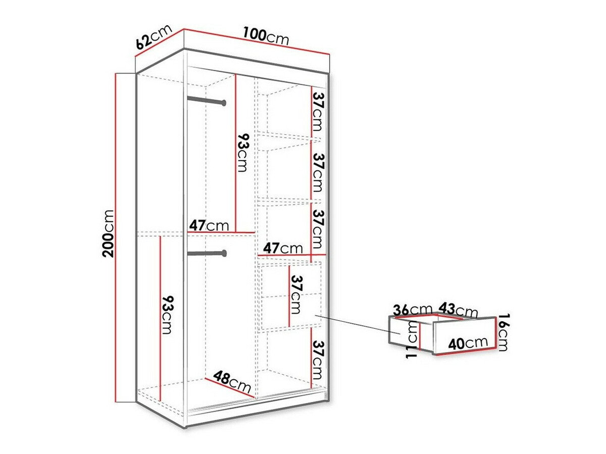 Kledingkast Hartford 258 (Mat wit + Wit marmer)