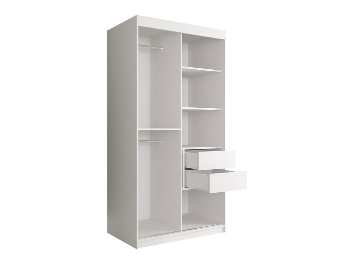 Kledingkast Hartford 258 (Mat wit + Zwart marmer)