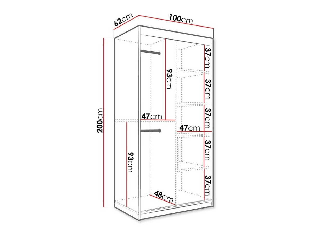 Kledingkast Hartford 258 (Matzwart + Wit marmer)
