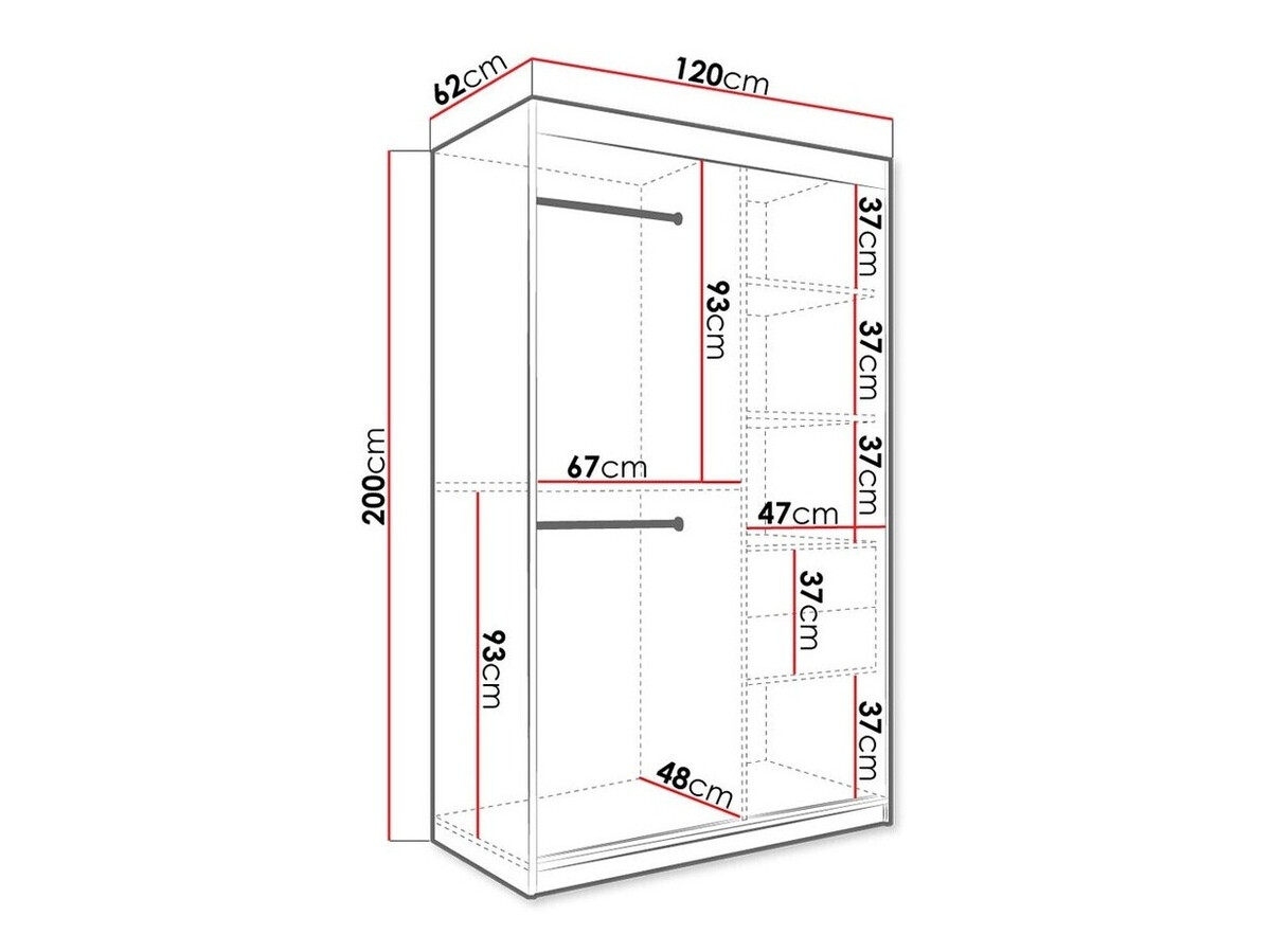 Kledingkast Hartford 259 (Mat wit + Wit marmer)