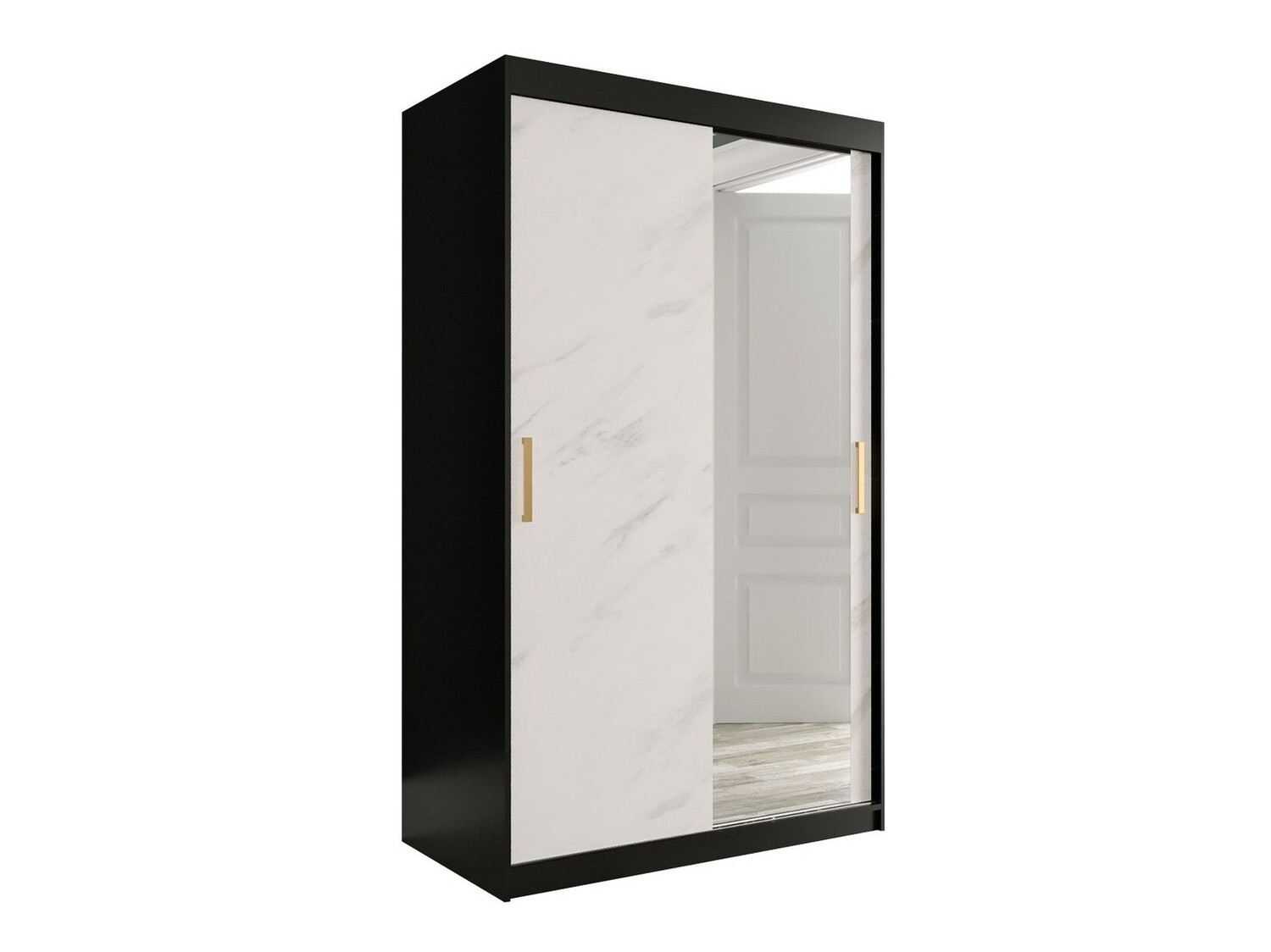 Kledingkast Hartford 259 (Matzwart + Wit marmer)