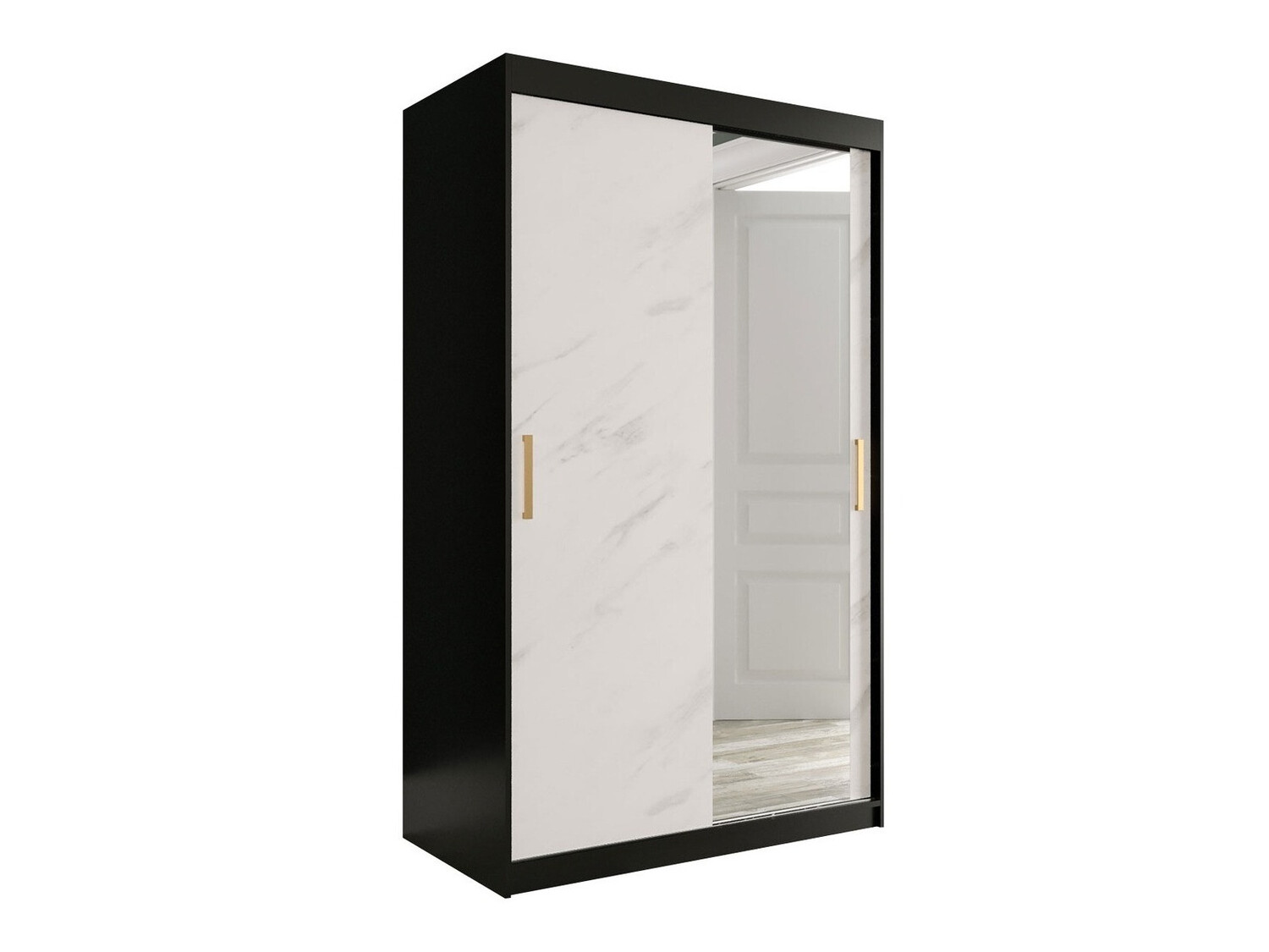 Kledingkast Hartford 259 (Matzwart + Wit marmer)
