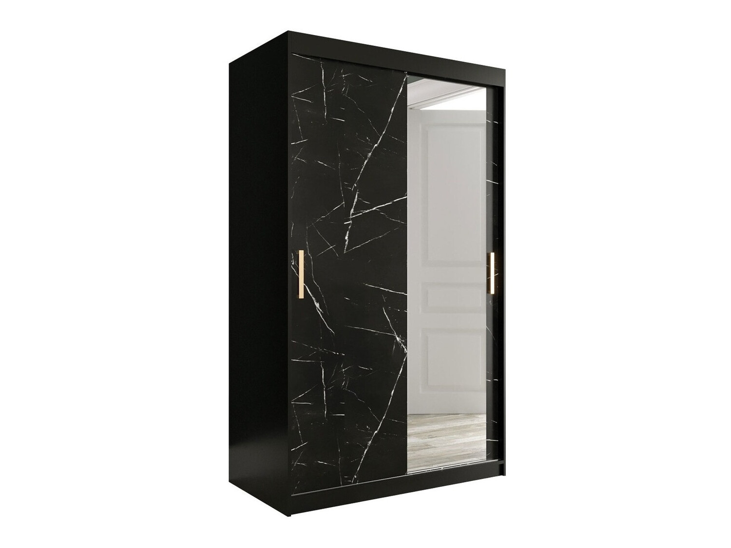 Kledingkast Hartford 259 (Matzwart + Zwart marmer)