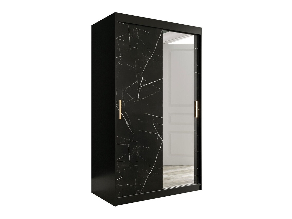 Kledingkast Hartford 259 (Matzwart + Zwart marmer)