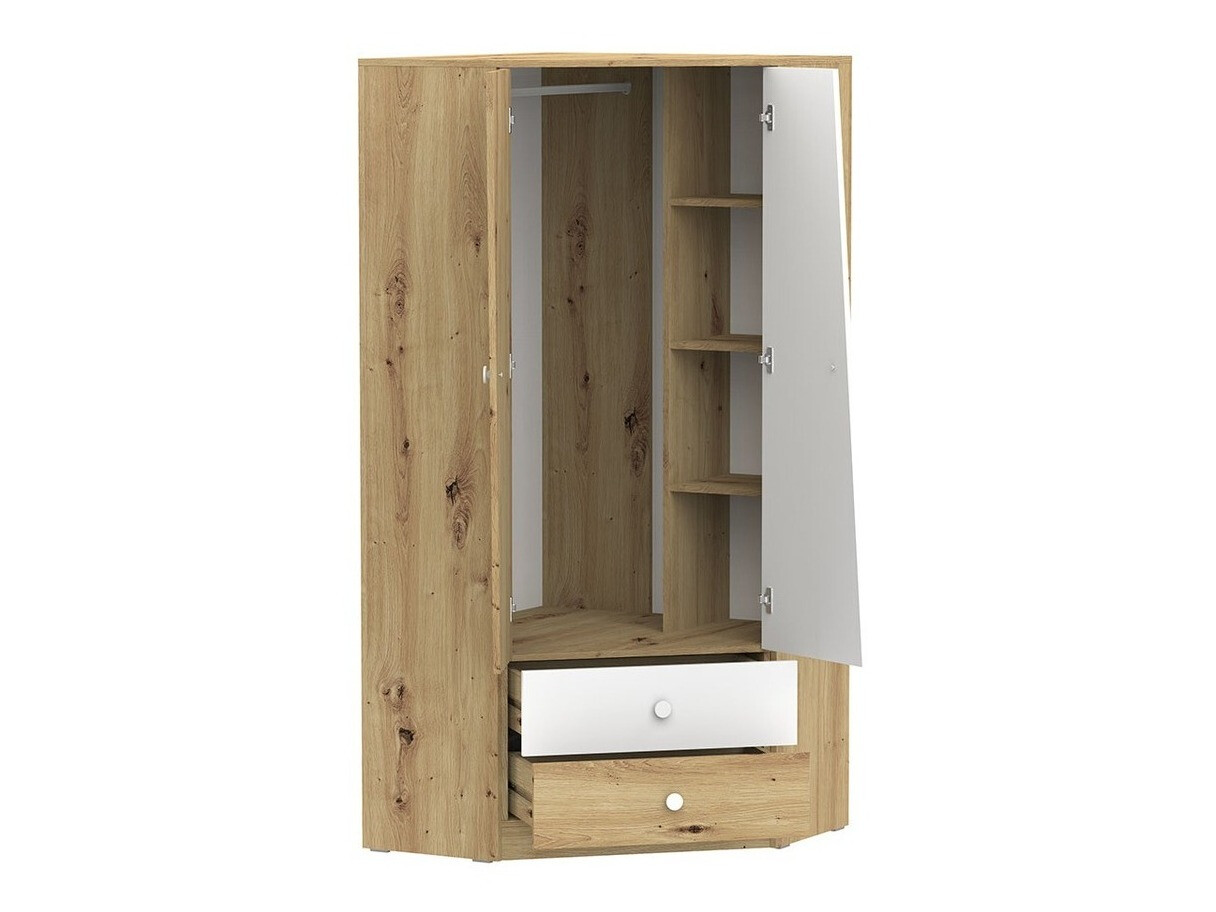 Hoekkledingkast Almira 101 (Artisan eiken + Wit)