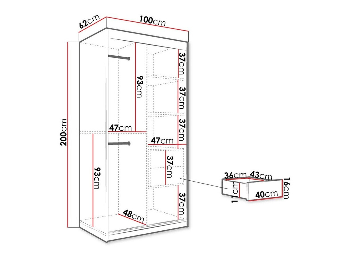 Kledingkast Hartford 240 (Mat wit + Wit marmer)
