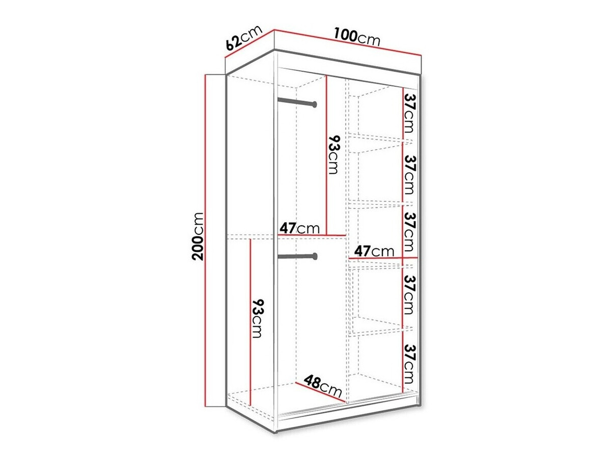 Kledingkast Hartford 240 (Mat wit + Zwart marmer)