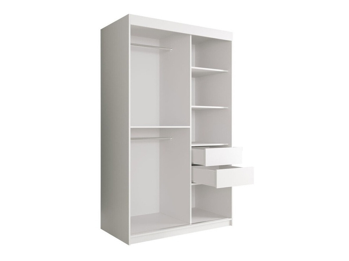 Kledingkast Hartford 241 (Mat wit + Wit marmer)