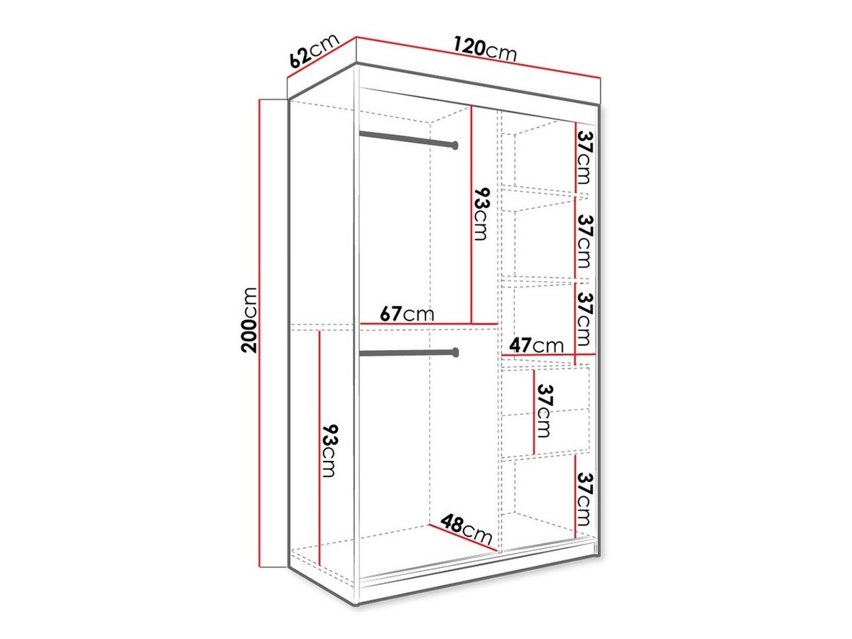 Kledingkast Hartford 241 (Mat wit + Zwart marmer)