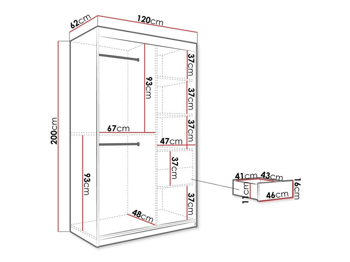 Kledingkast Hartford 241 (Mat wit + Zwart marmer)