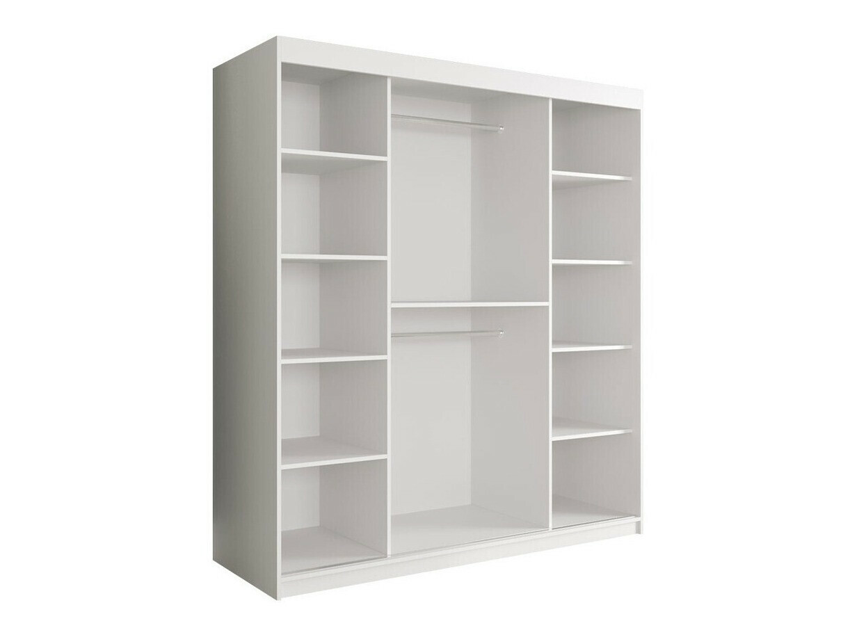 Kledingkast Hartford 243 (Mat wit + Wit marmer)