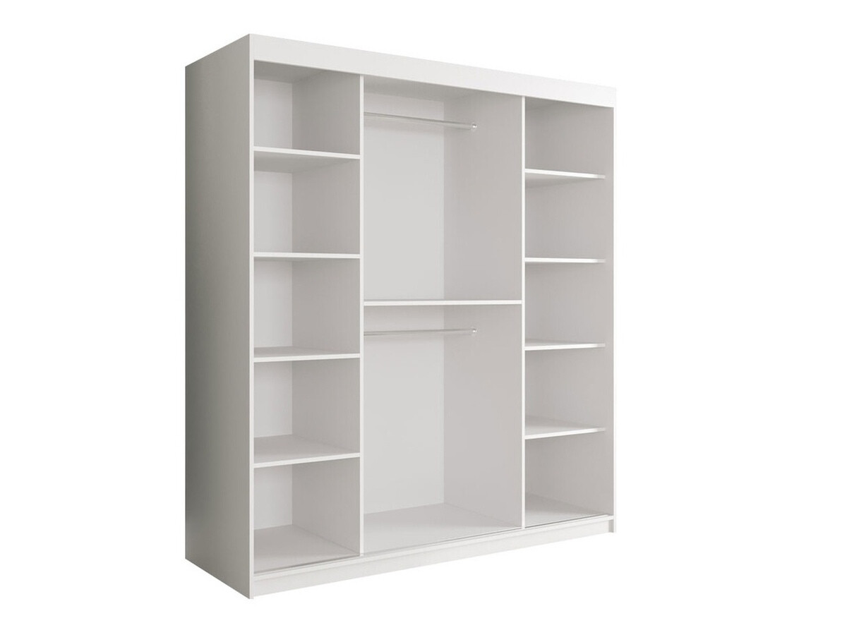 Kledingkast Hartford 243 (Mat wit + Zwart marmer)