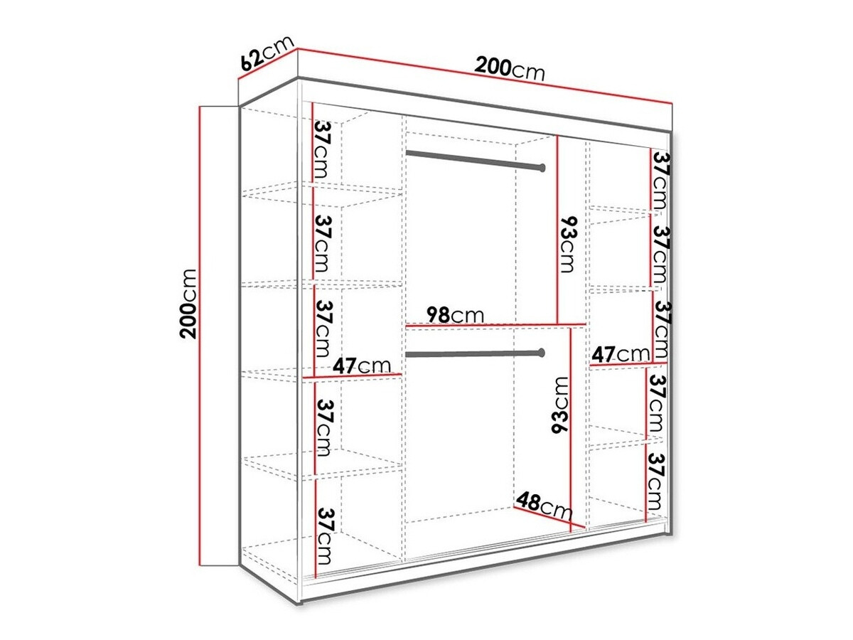 Kledingkast Hartford 244 (Mat wit + Wit marmer)