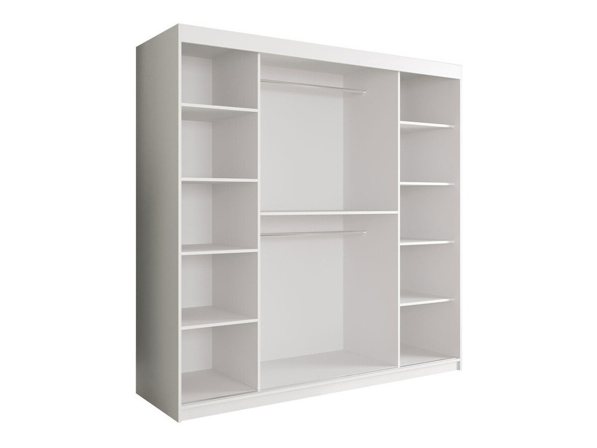 Kledingkast Hartford 244 (Mat wit + Zwart marmer)