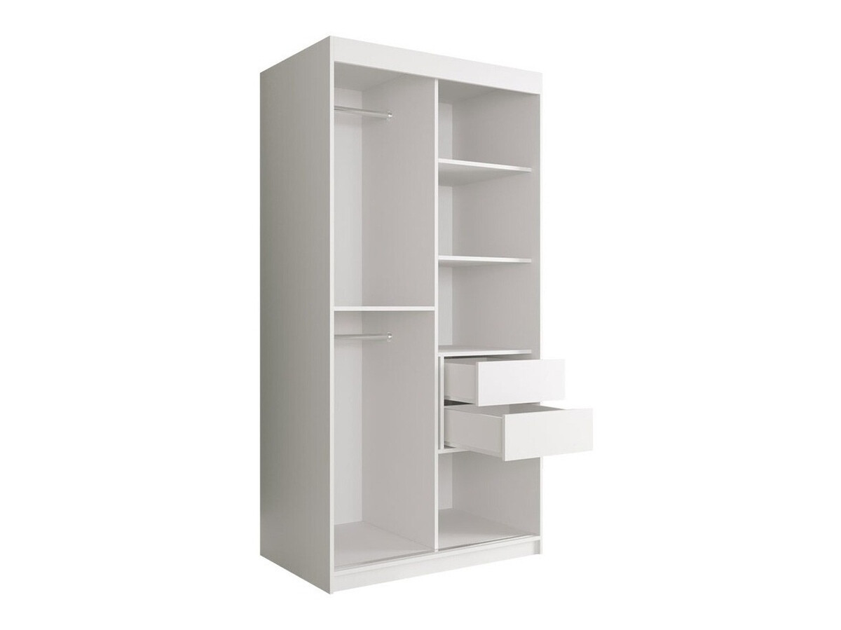 Kledingkast Hartford 246 (Mat wit + Wit marmer)